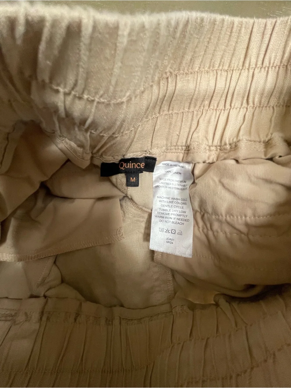 Quince Wide-Leg Linen Drawstring Pants in Natural Beige
